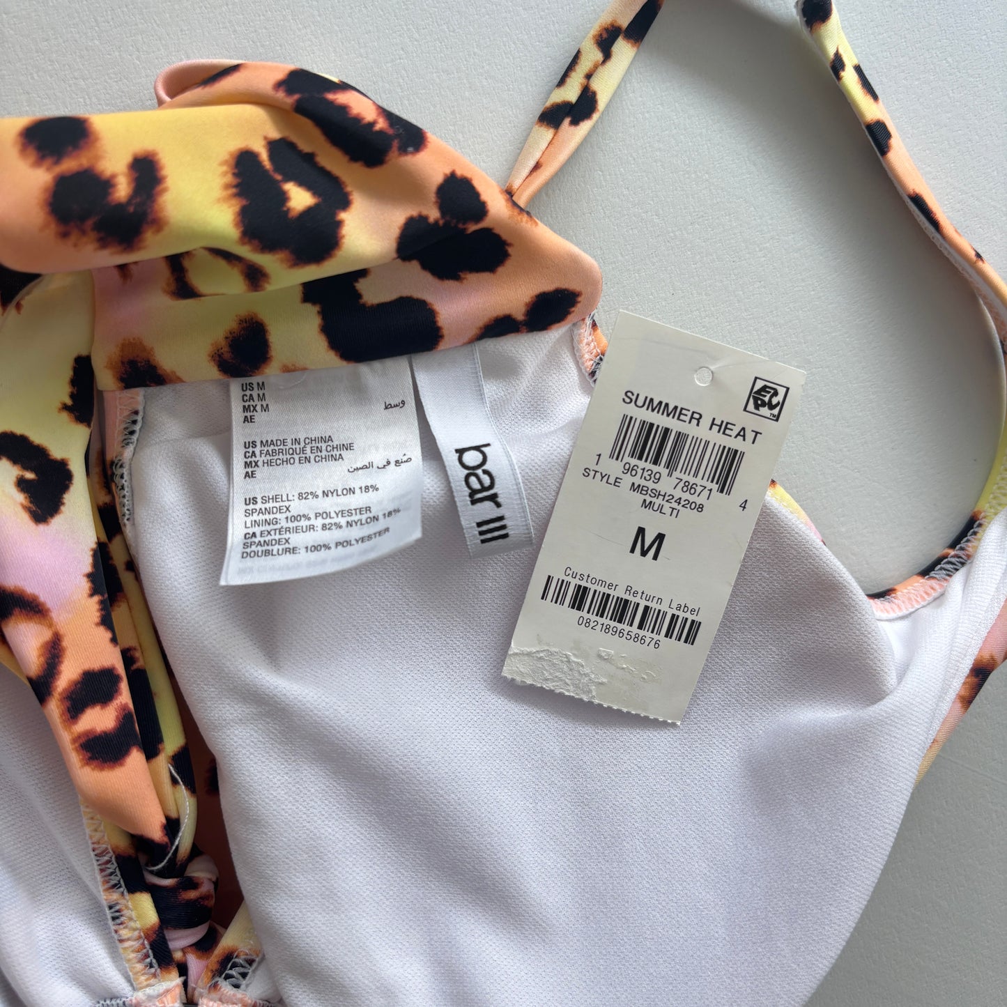 Bar III Women's Multicolor Animal-Print O-Ring Monokini Swimsuit NWT