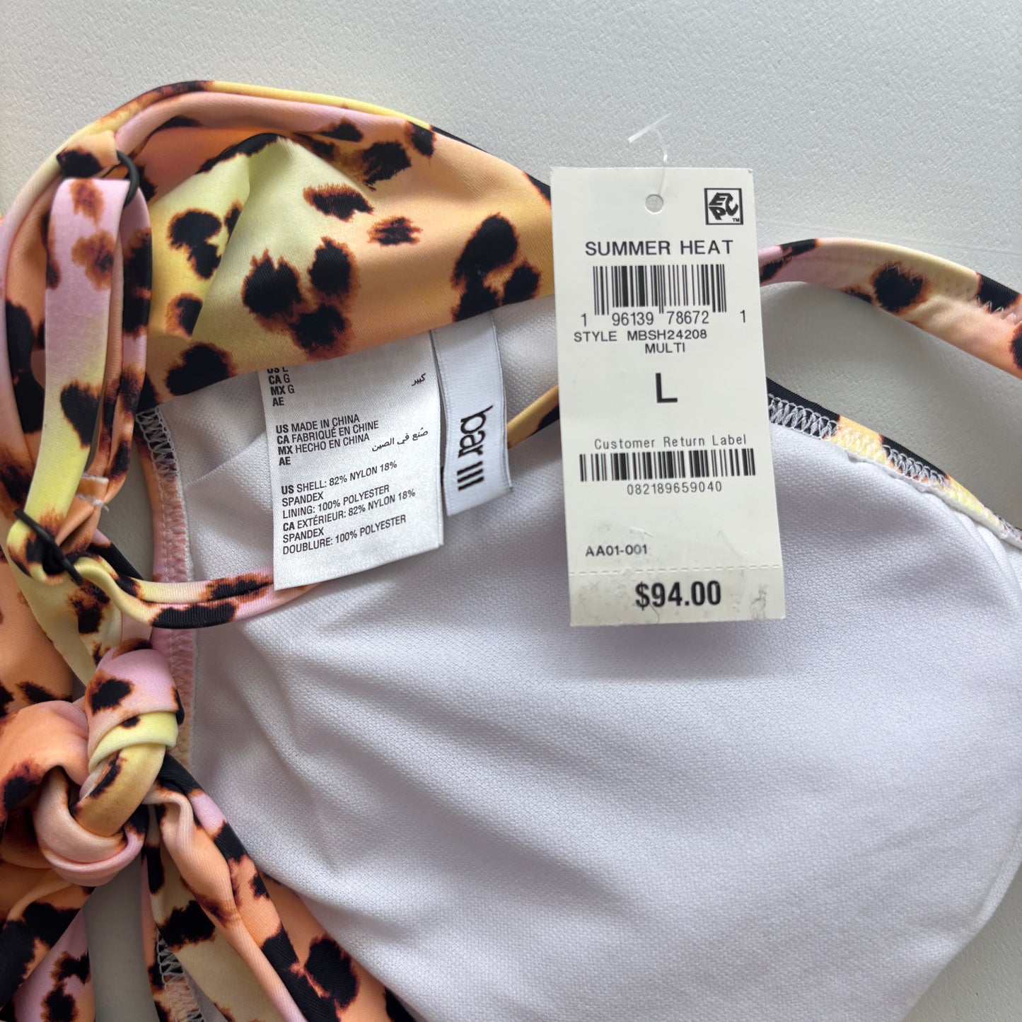 Bar III Women's Multicolor Animal-Print O-Ring Monokini Swimsuit NWT