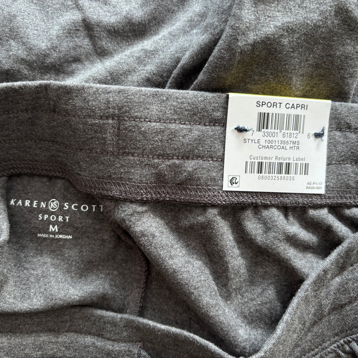 Karen Scott Knit Pull on Dark Grey Capri Pants with an Draw-String Waist NWT