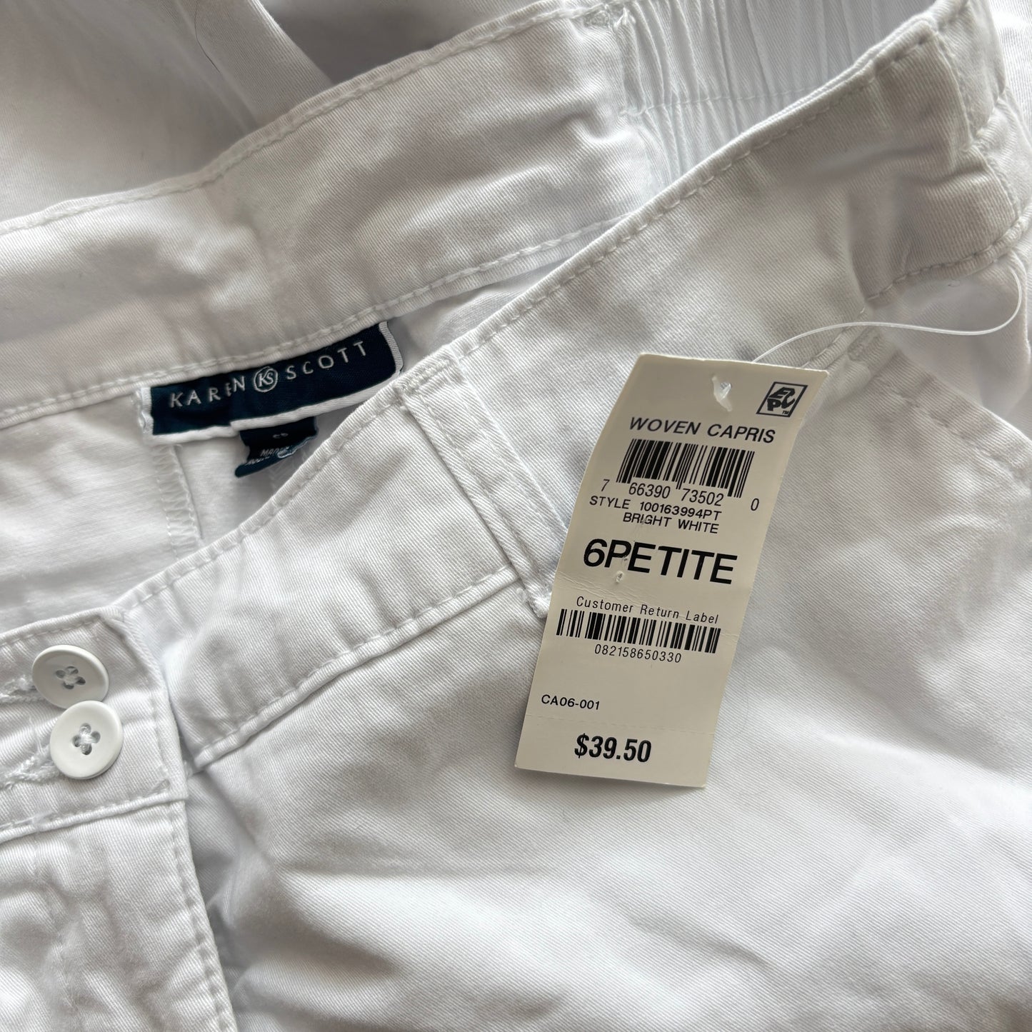 Karen Scott Women's White Comfort Waist Capri Pants NWT