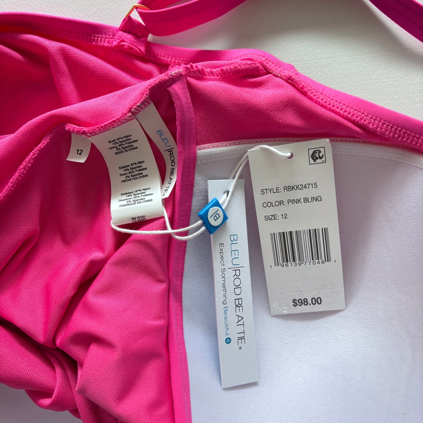 Bleu by Rod Beattie Plus Size Women's Hot Pink Ruched One-Piece Swimsuit NWT