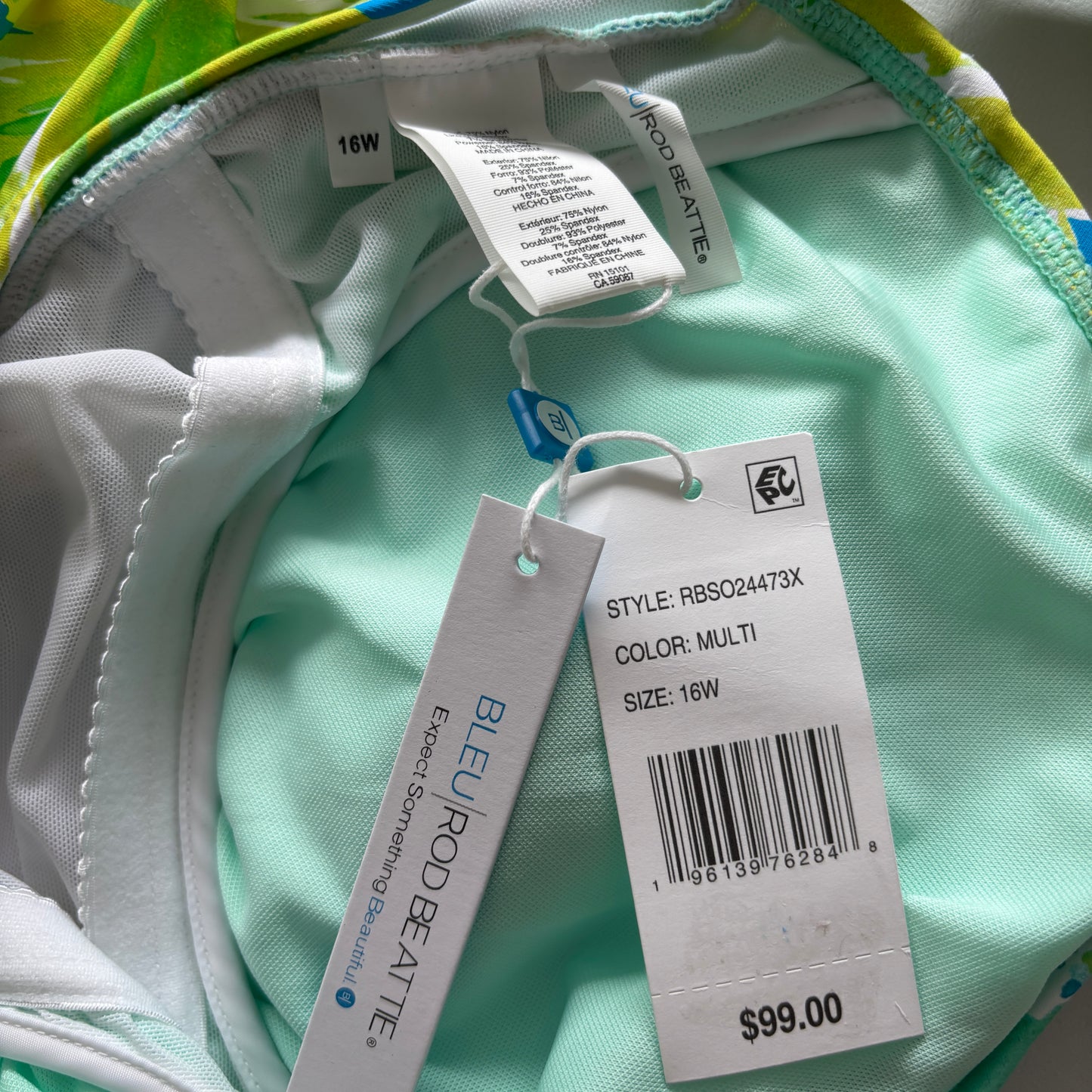 Bleu by Rod Beattie Women's Plus Size Multicolor Scoop-Neck Tankini Top NWT