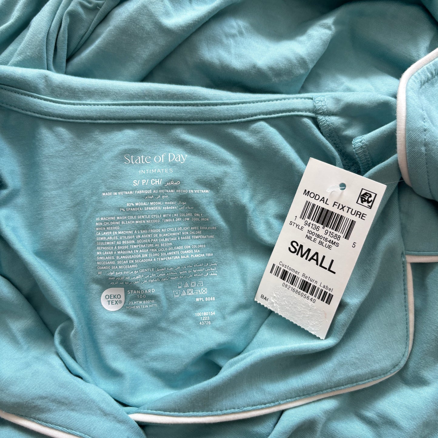 State of Day Women's Blue Button-Down Super Soft Pajama Dress / Sleep Shirt NWT