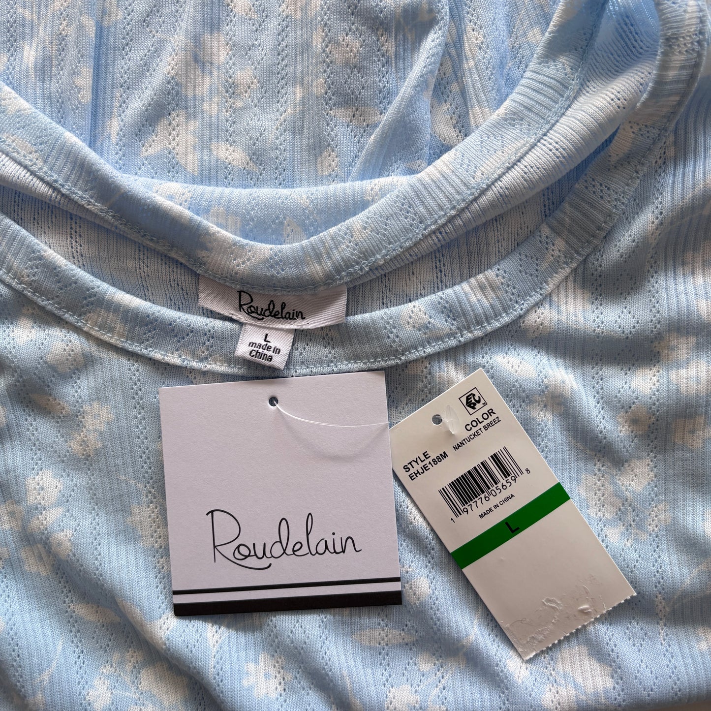 Roudelain Women's 2-Pc. Blue Pointelle Tank & Shorts Pajama Set NWT