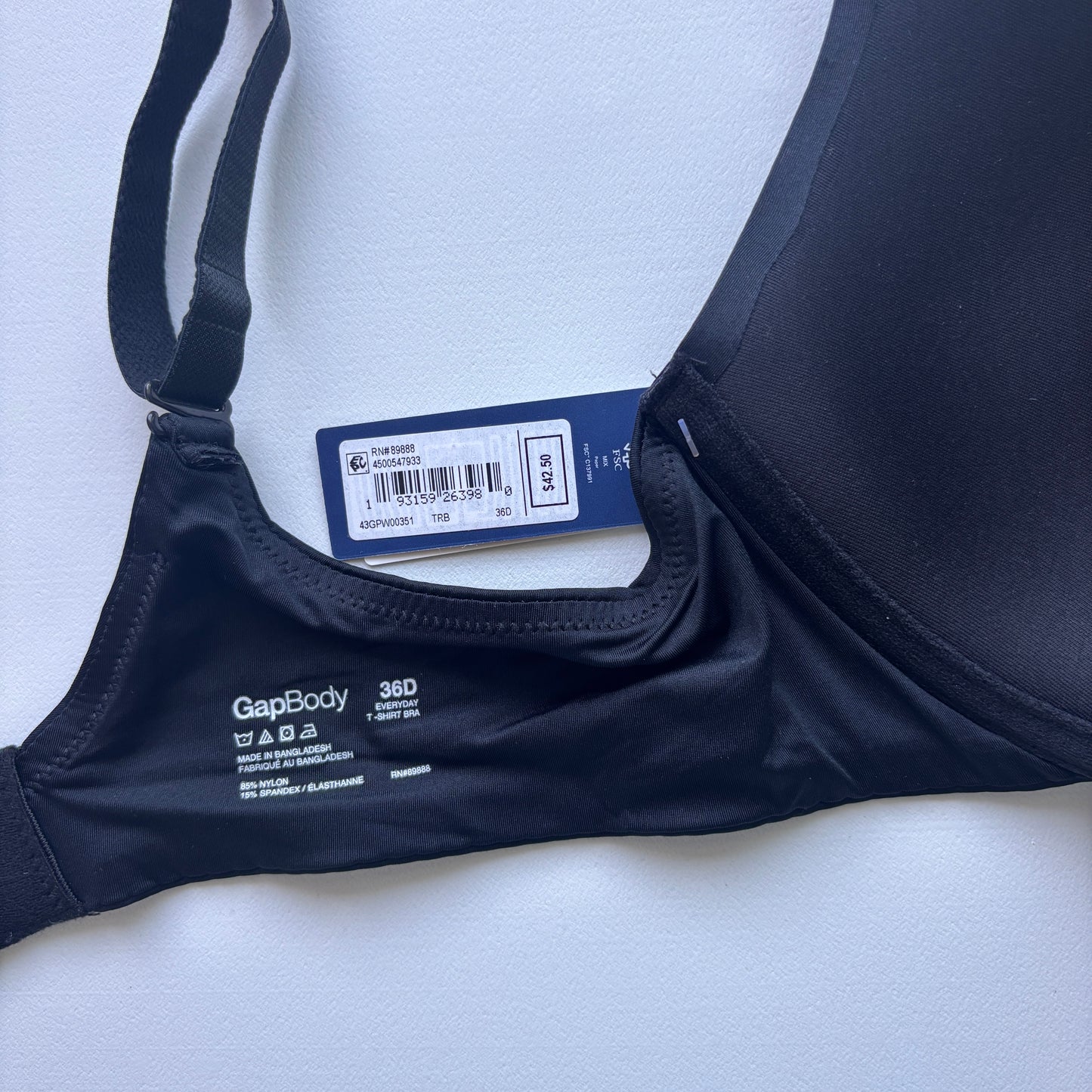 GAP GapBody Women's Black Everyday Essentials T-Shirt Bra NWT