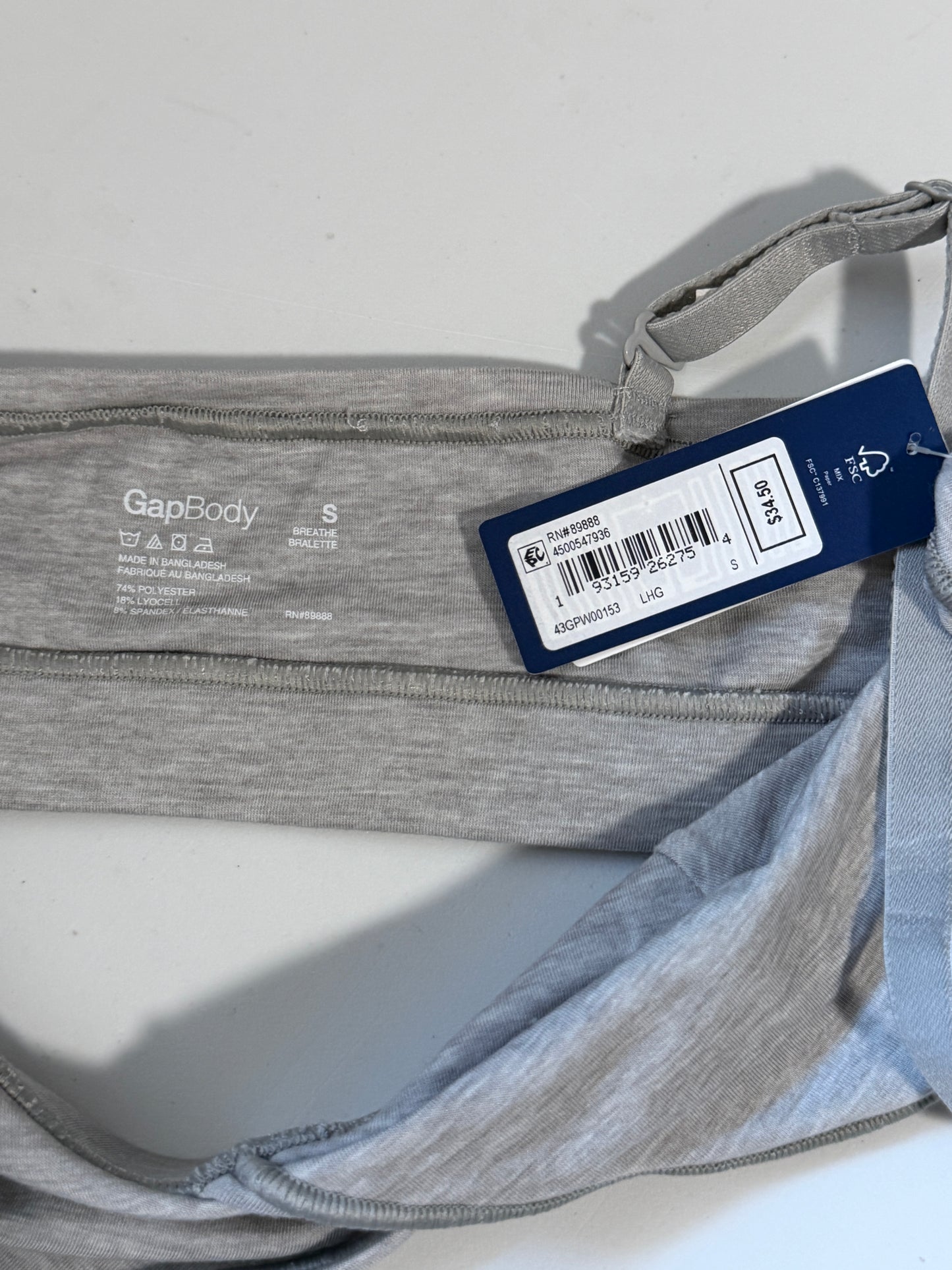 GAP GapBody Women's Gray Breathe Full Coverage Bralette NWT