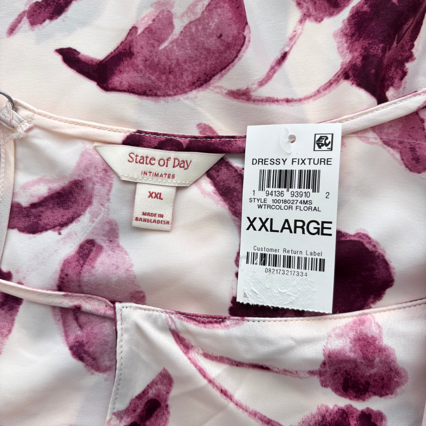 State of Day Women's Pink Floral Crepe de Chine Chemise NWT