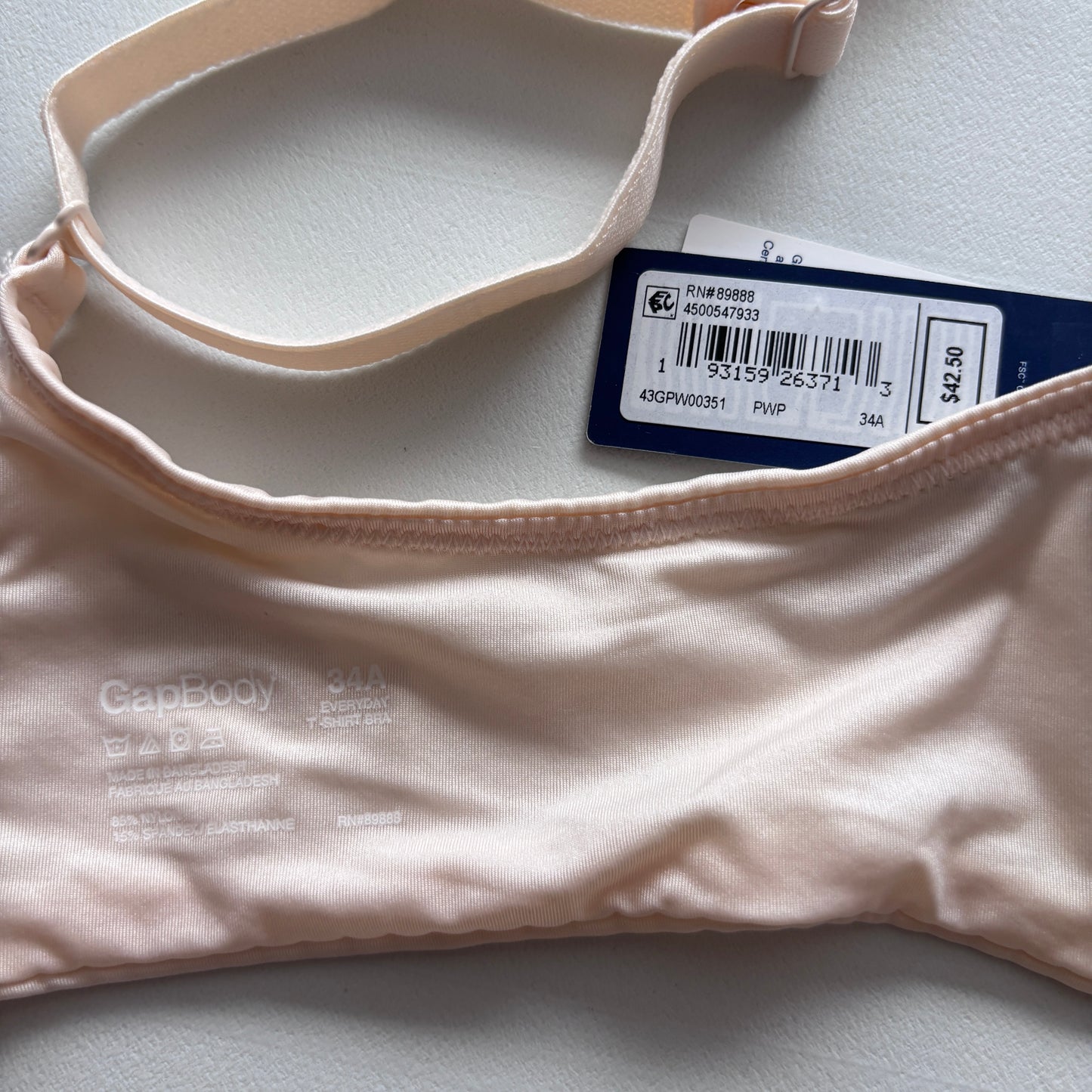 GAP GapBody Women's Light Pink Everyday Essentials T-Shirt Bra NWT