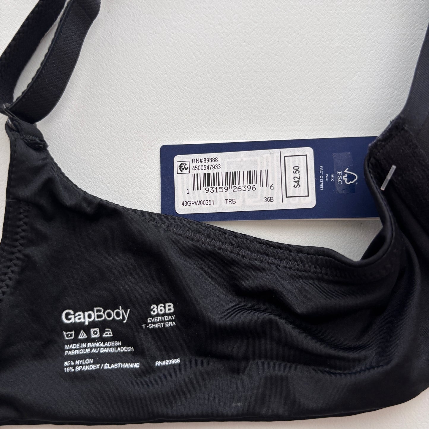 GAP GapBody Women's Black Everyday Essentials T-Shirt Bra NWT