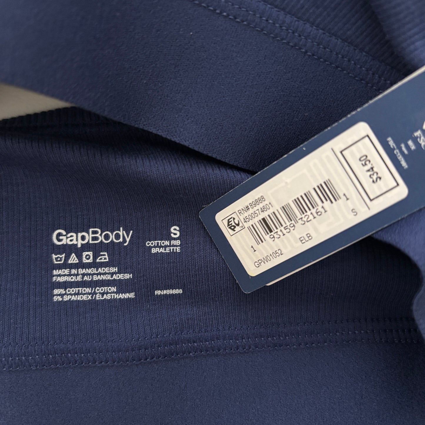 GAP GapBody Women's Extra Small Navy Logo Comfort Bralette / Sports Bra NWT