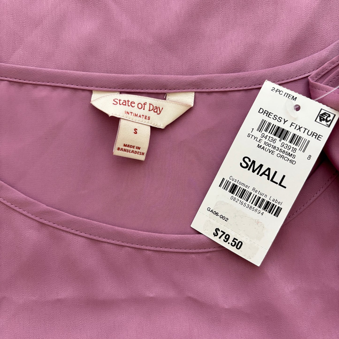 State of Day Women's Pink 2-Pc. Crepe de Chine Short-Sleeve Pajama Set NWT