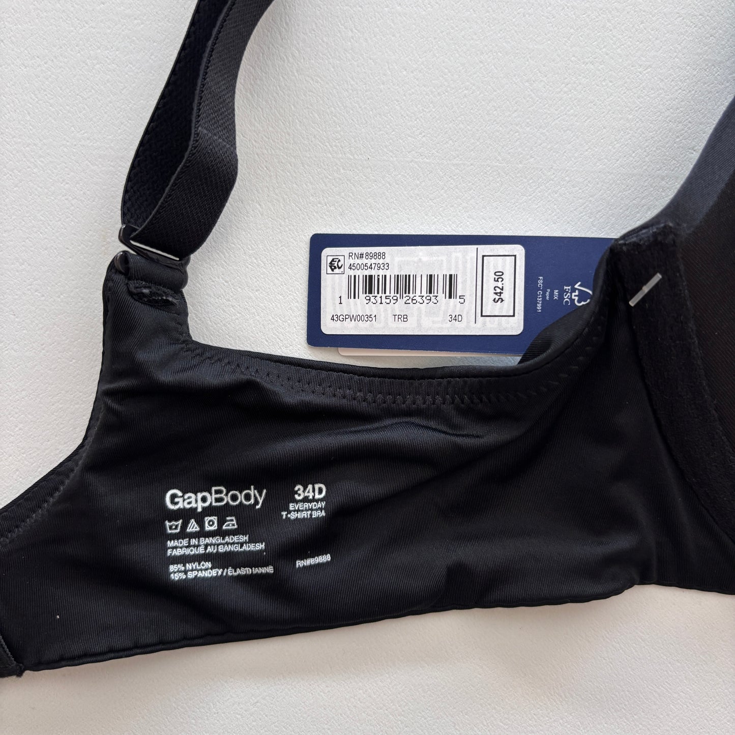 GAP GapBody Women's Black Everyday Essentials T-Shirt Bra NWT