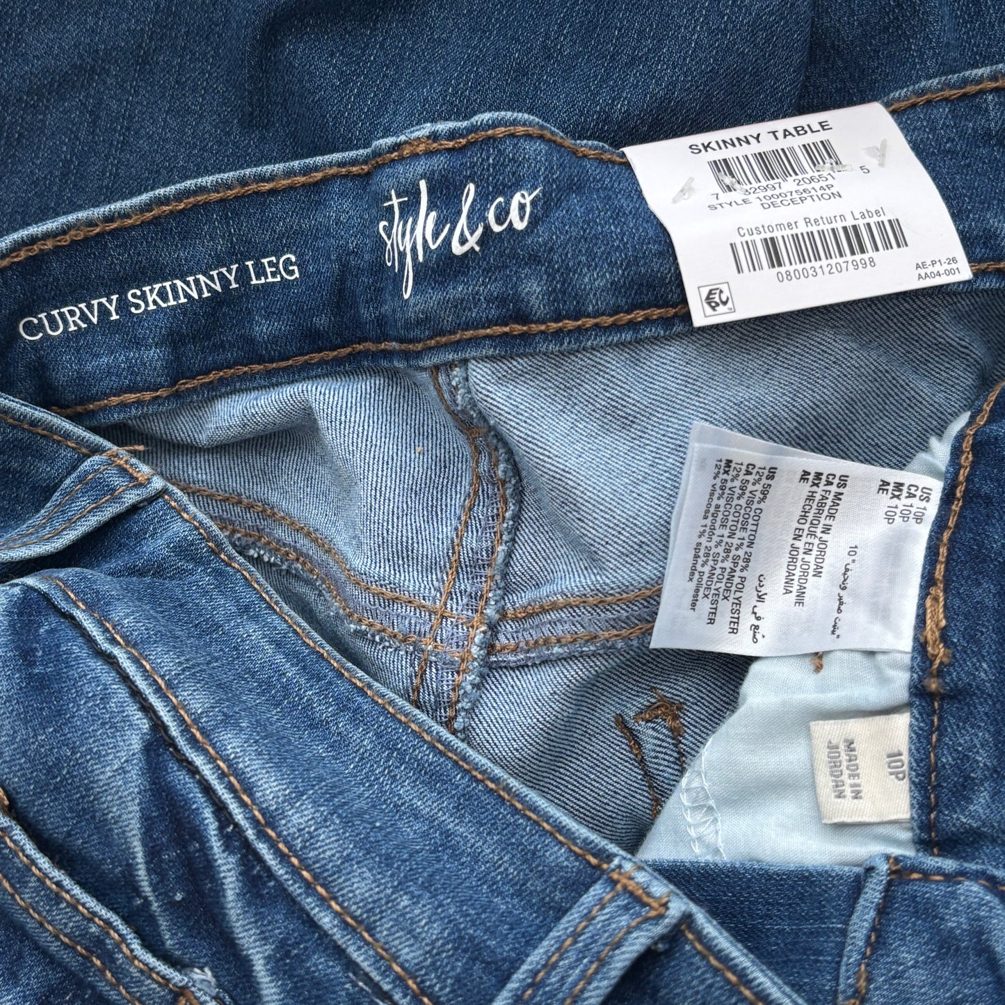 Style & Co Women's Petite Curvy-Fit Medium Wash Skinny Jeans NWT