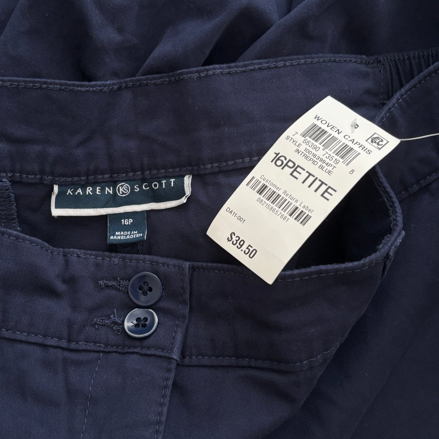 Karen Scott Women's Navy Blue Comfort Waist Capri Pants NWT