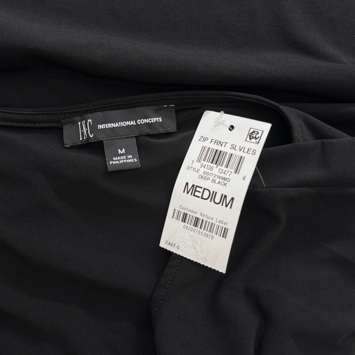 INC International Concepts Women's Sleeveless Black 1/4-Zip Top NWT