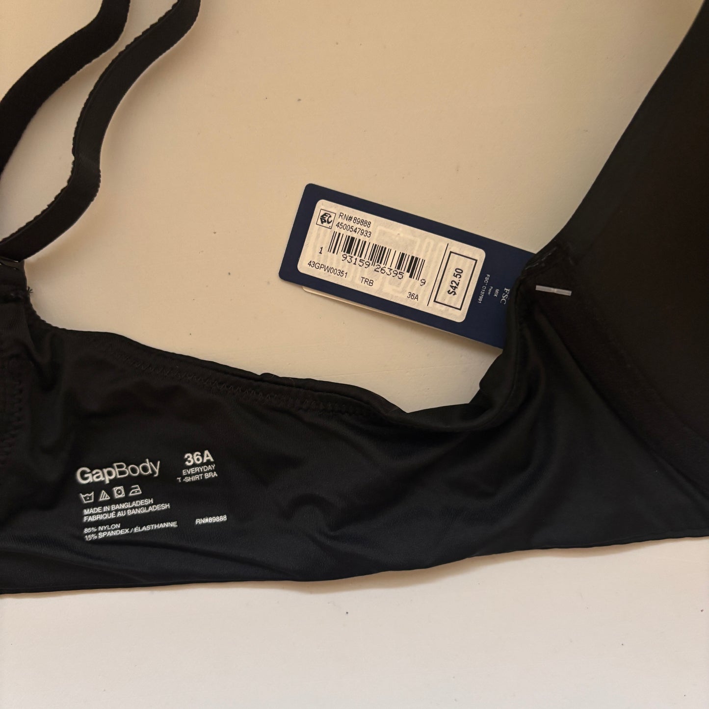 GAP GapBody Women's Black Everyday Essentials T-Shirt Bra NWT