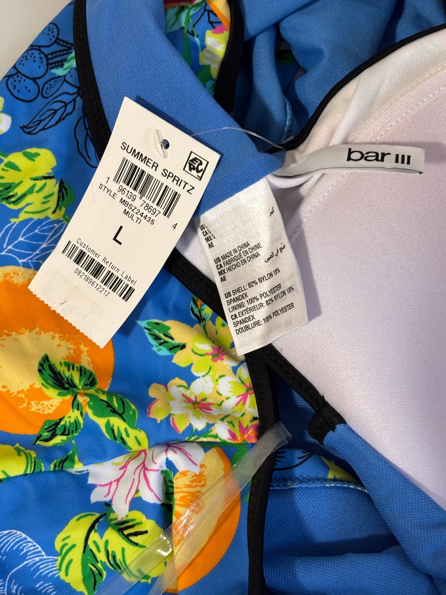 Bar III Women's Multicolor Floral Printed Plunge-Neck Tankini Top NWT