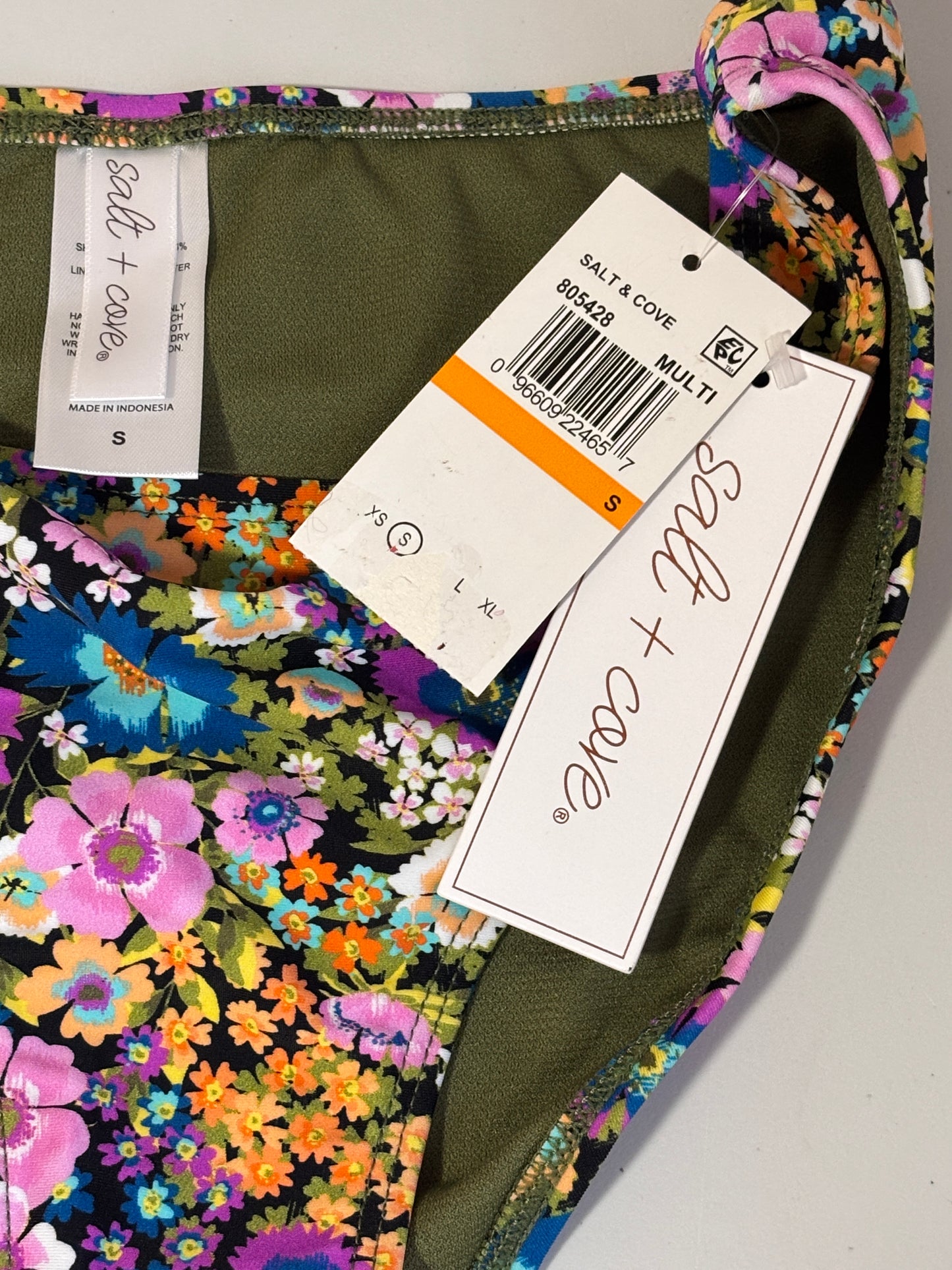 Salt + Cove Women's Multicolor Flower Burst Side-Tie Bikini Bottoms NWT