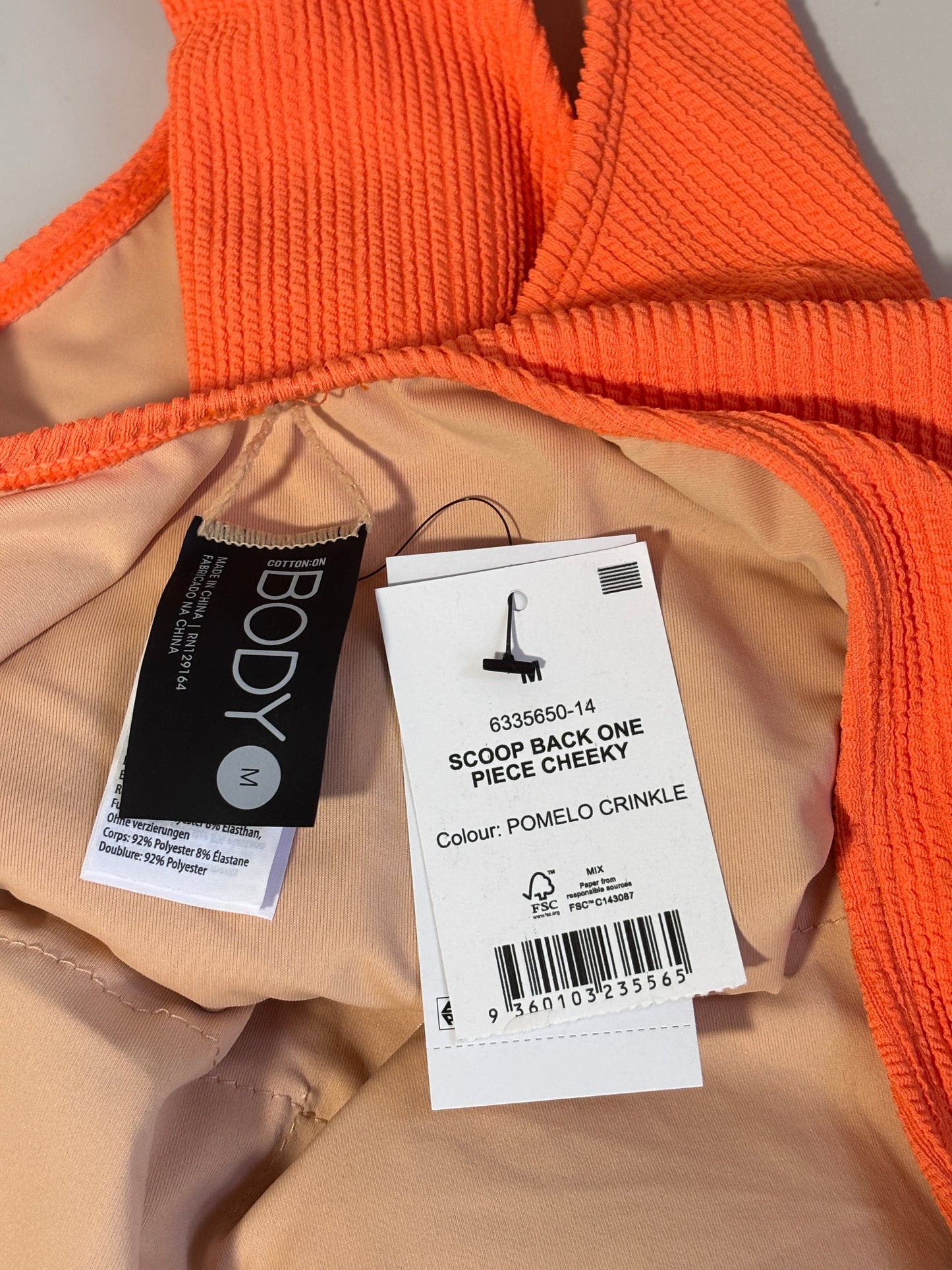 COTTON ON Women's Bright Orange Low-Back One-Piece Swimsuit NWT