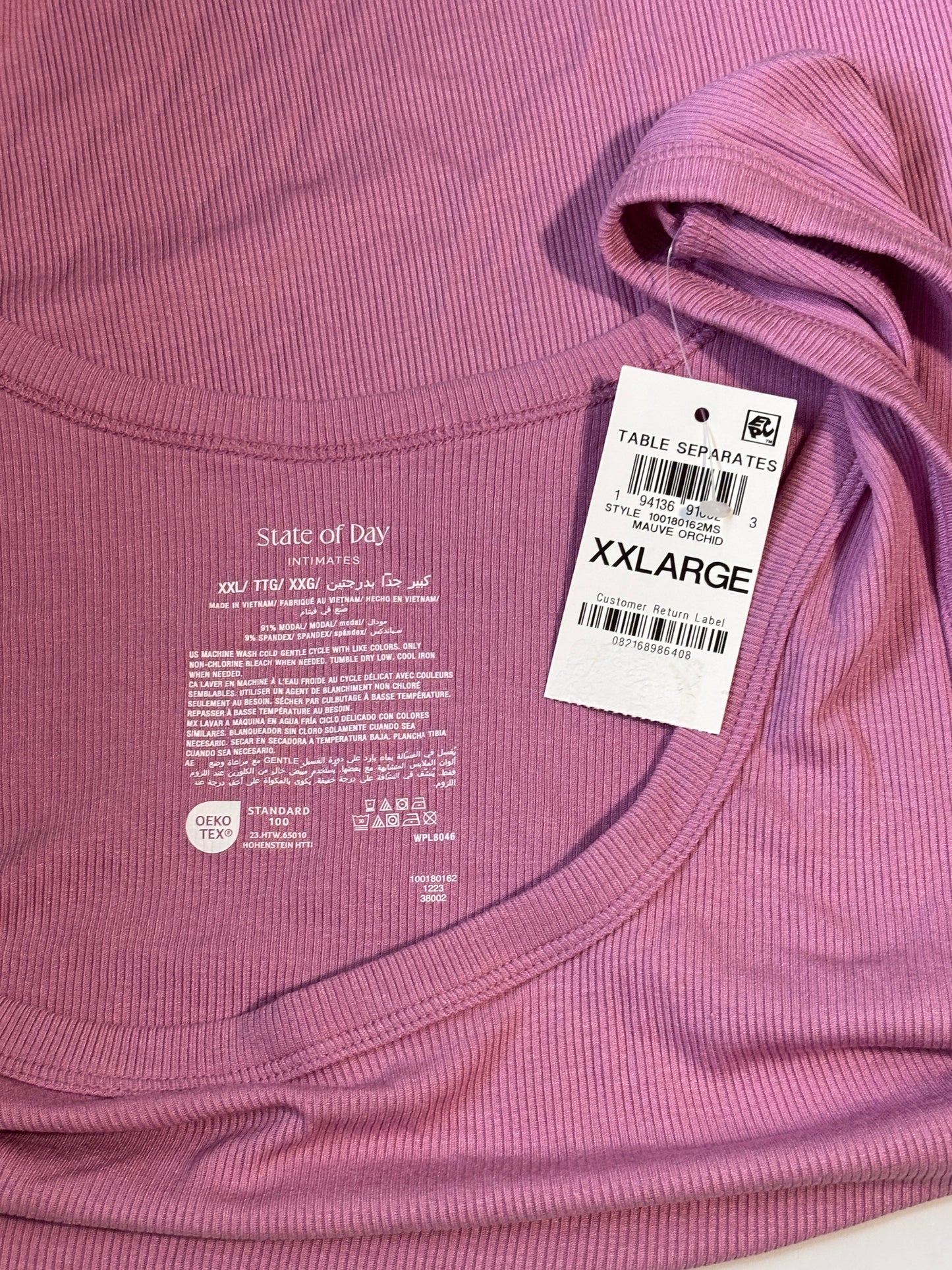 State of Day Women's Large Purple Ribbed Modal Sleep Tank Top NWT