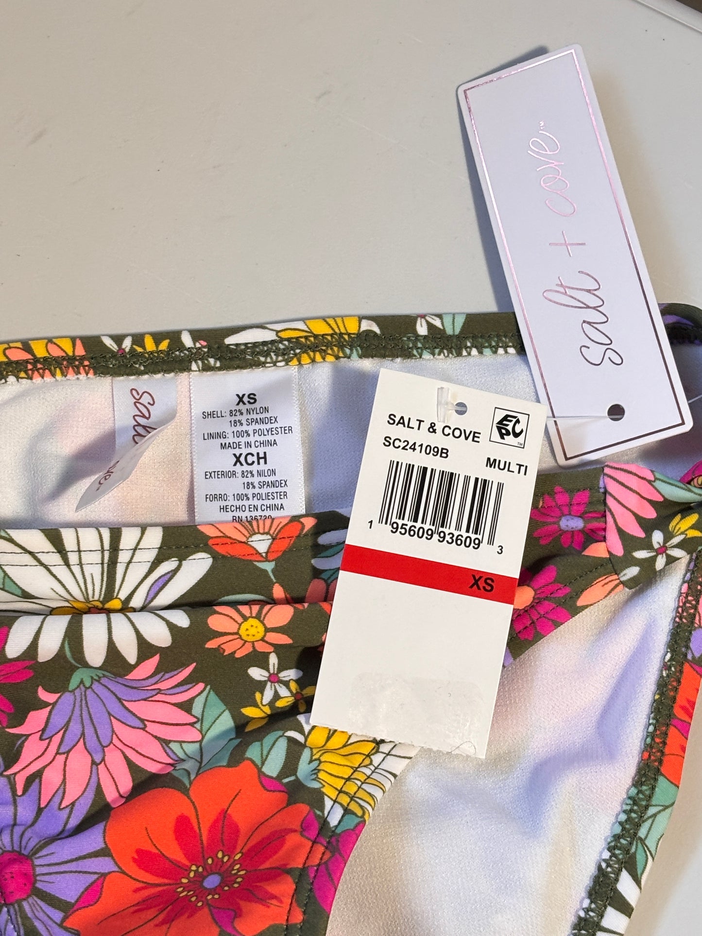 Salt + Cove  Multicolor Floral Printed Side-Tie Bikini Bottoms NWT