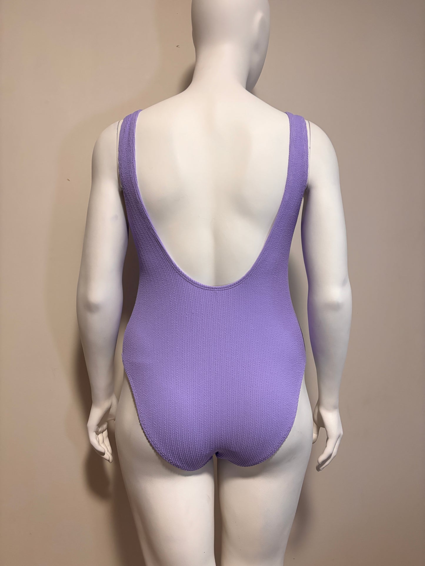Cotton On Women's Purple Low-Back One-Piece Crinkle Swimsuit NWT