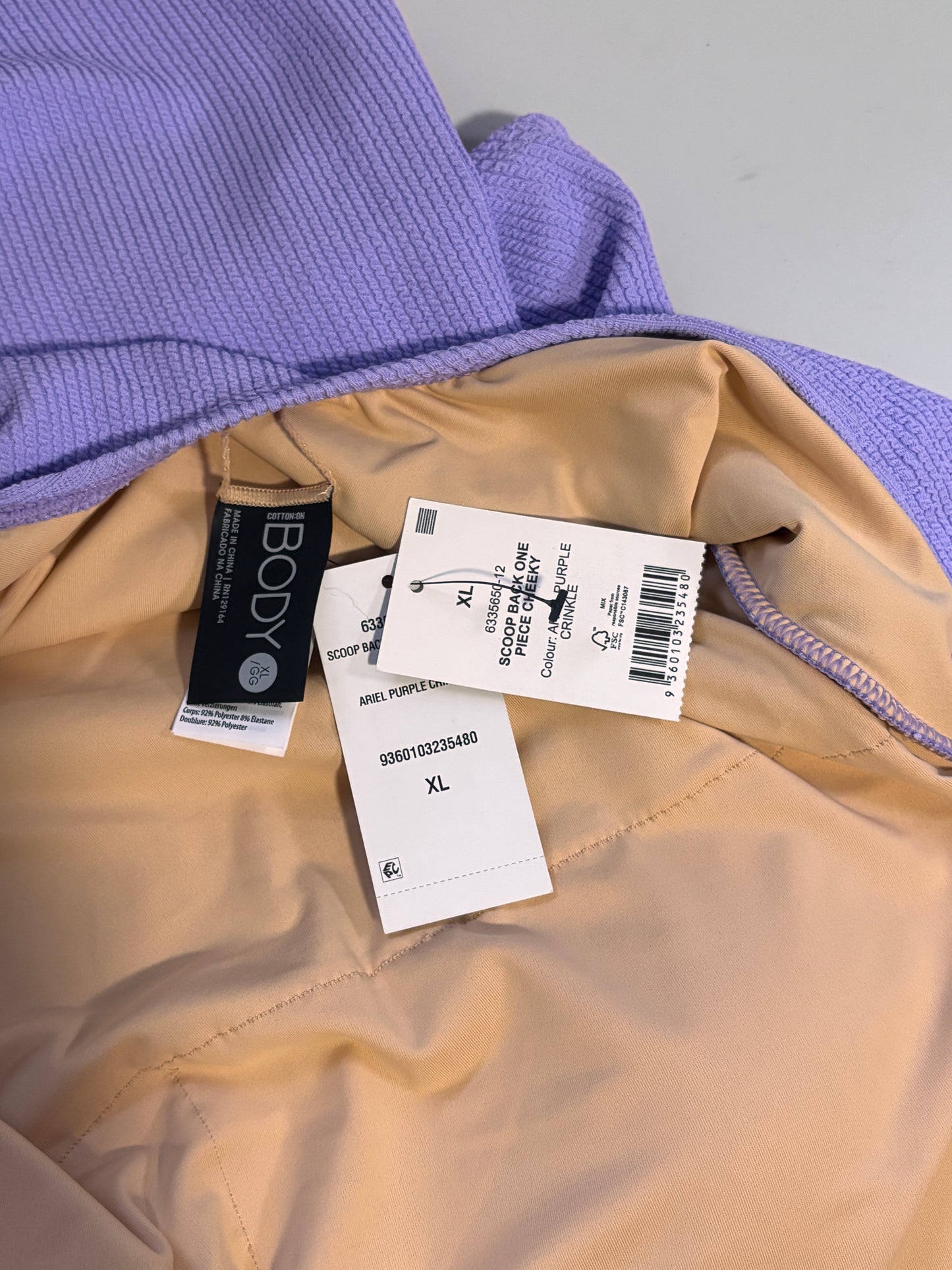 Cotton On Women's Purple Low-Back One-Piece Crinkle Swimsuit NWT