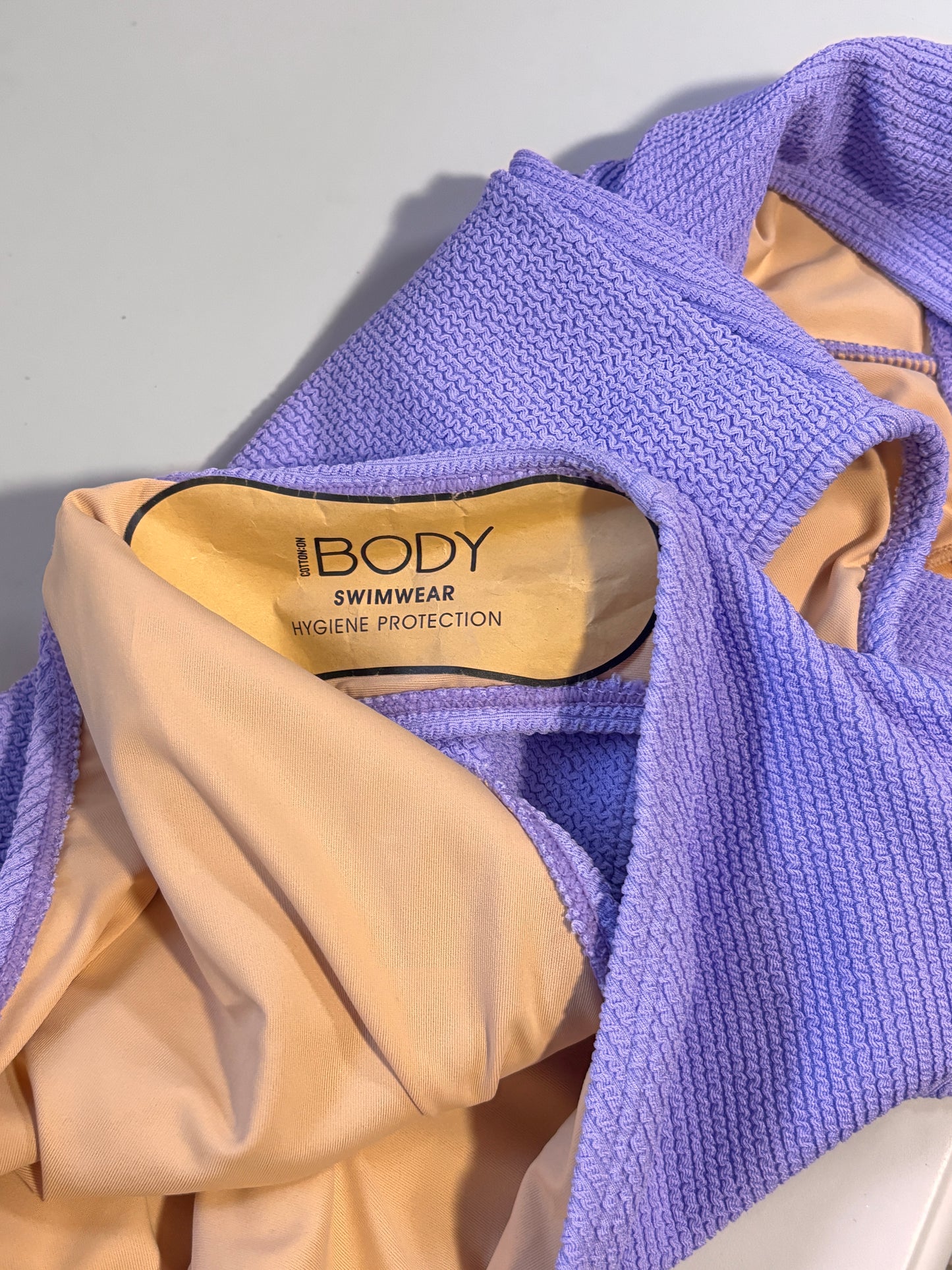 Cotton On Women's Purple Low-Back One-Piece Crinkle Swimsuit NWT