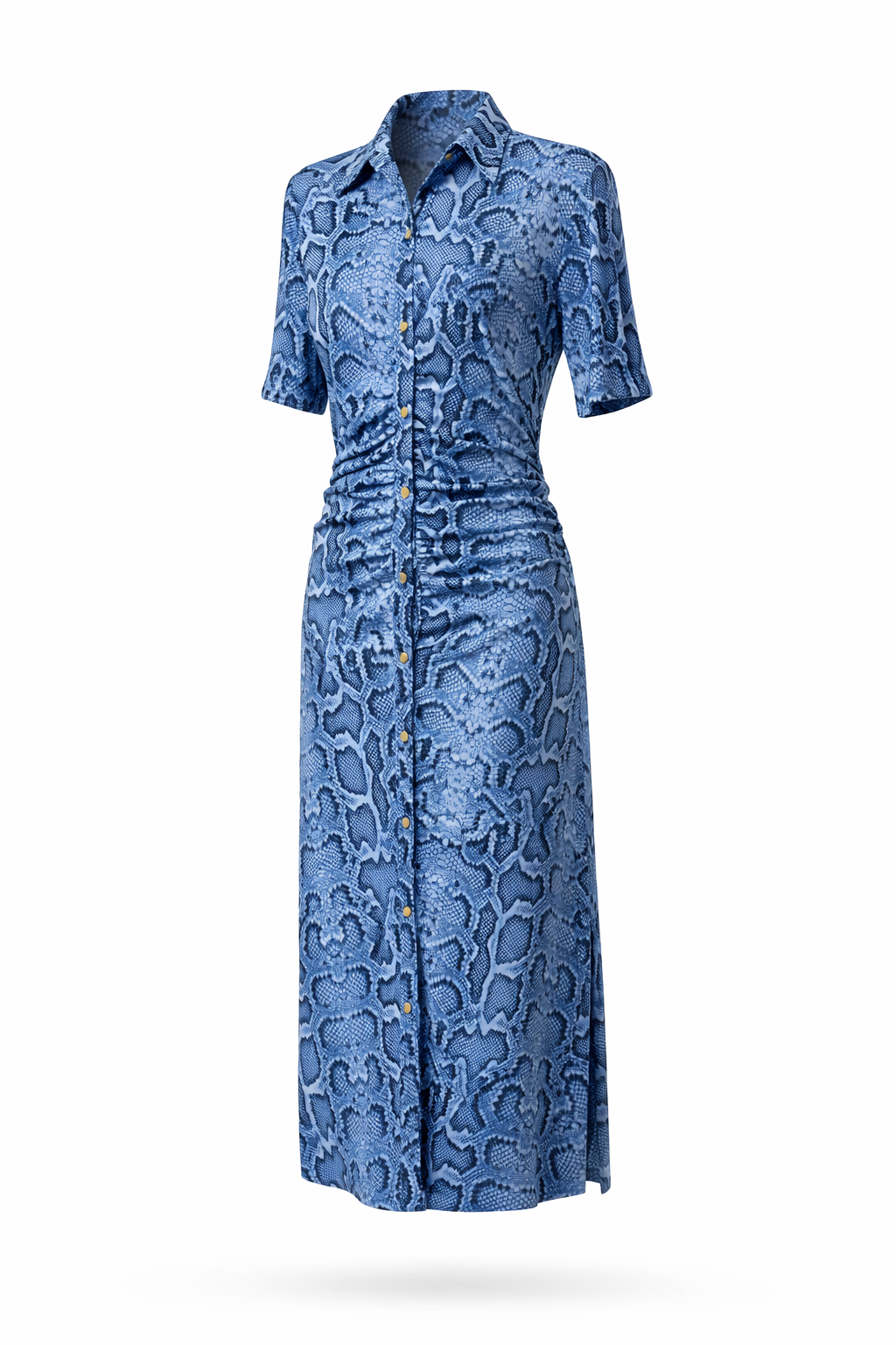 INC International Concepts Size Medium Blue Snake Print Midi Shirt Dress NWT