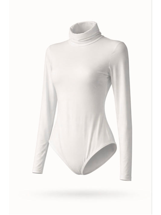 SHEIN Size Medium White Long Sleeve Turtleneck Bodysuit NWT