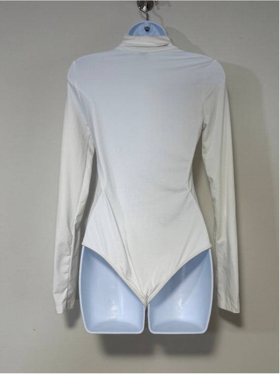 SHEIN Size Medium White Long Sleeve Turtleneck Bodysuit NWT