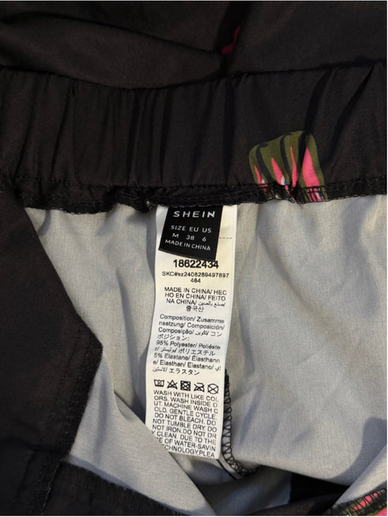 SHEIN Size Medium Black Printed Wide Leg High Waist Pants NWT