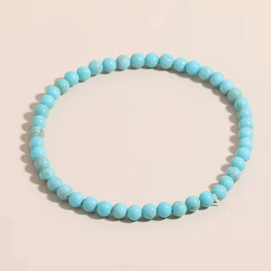 4mm Turquoise Semi-Precious Gemstone Beaded Stretchy Bracelet