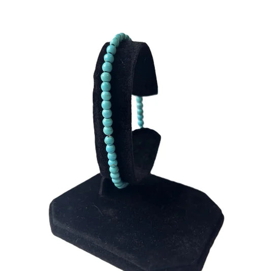 4mm Turquoise Semi-Precious Gemstone Beaded Stretchy Bracelet