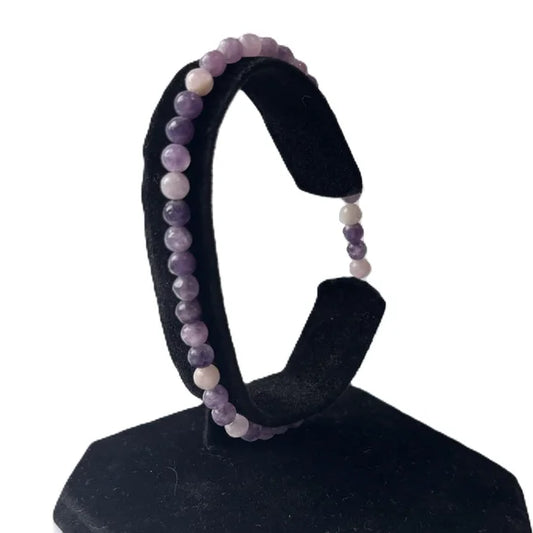 4mm Amethyst Crystal Gemstone Beaded Stretchy Bracelet
