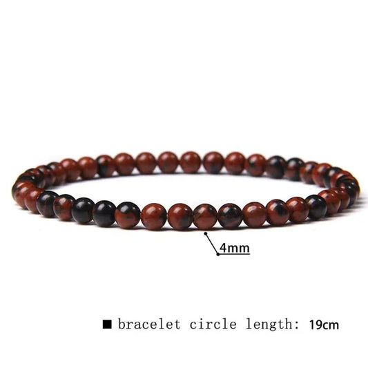 4mm Mahogany Obsidian Natural Gemstone Beaded Stretchy Bracelet