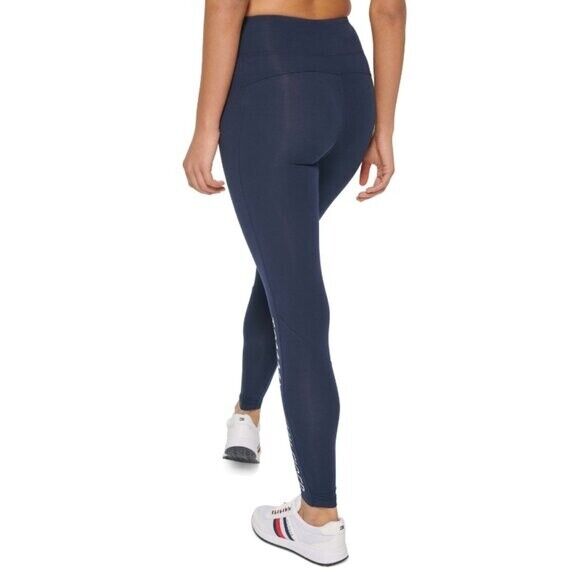 TOMMY HILFIGER SPORT Women's Navy High Rise Logo Leggings NWT