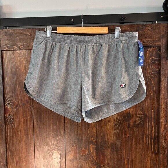Champion Women's Size XL Lightweight Grey Varsity Mid-Rise Shorts NWT
