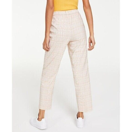 BAR III Women's Light Beige Plaid Pull-On Ankle Pants NWT.
