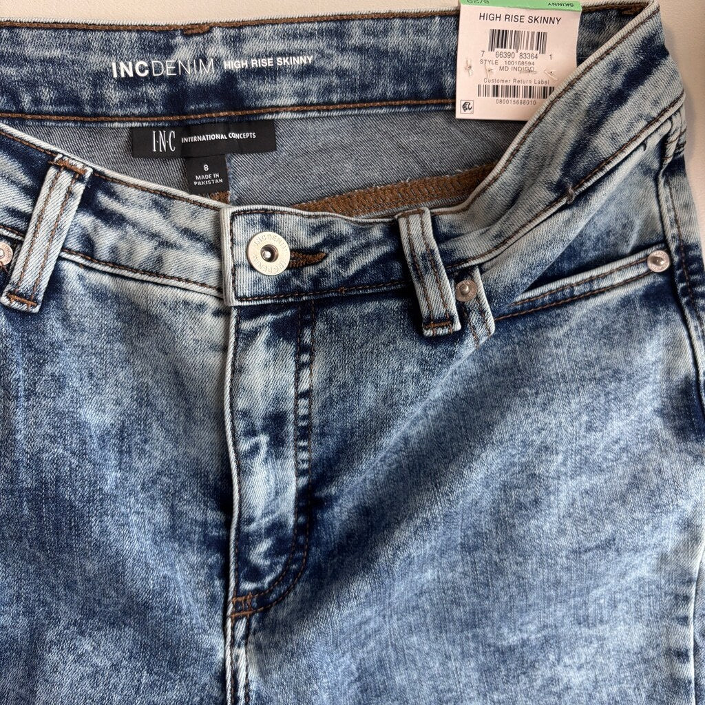 I.N.C. International Concepts Size 8 Curvy High-Rise Acid-Wash Skinny Jeans NWT