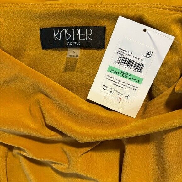 Kasper Womens Plus Knit Colorblock Gold and Blue Sheath Dress NWT