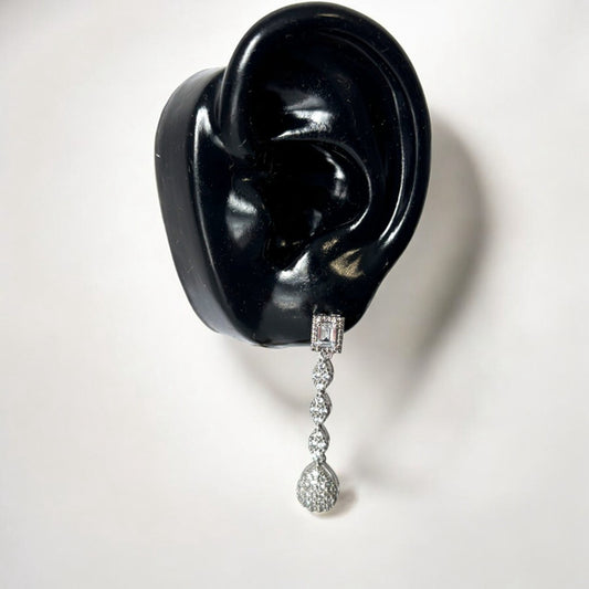 Women's Silver Drop Earrings with Sparkly Crystals NWT