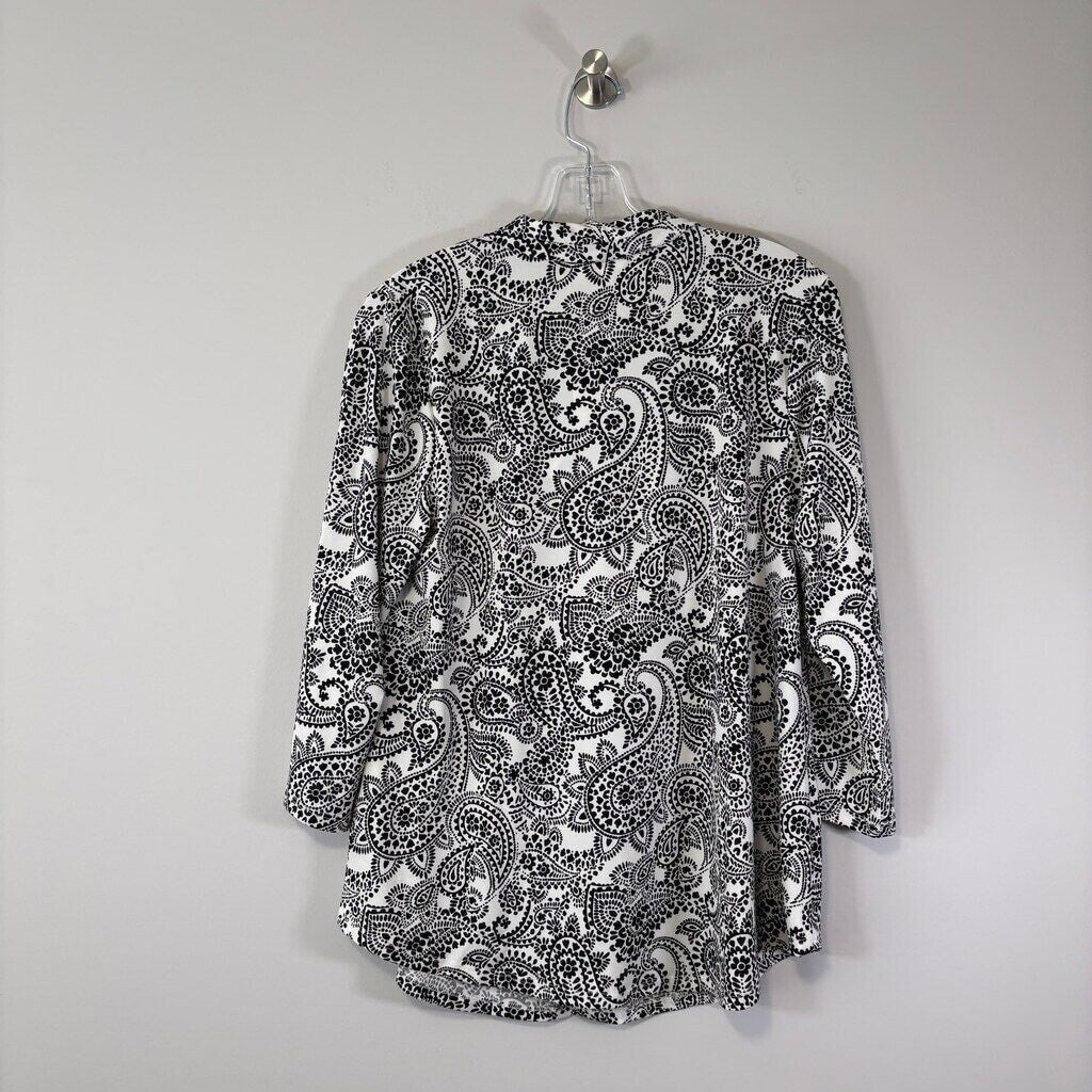 Charter Club Women's White & Black Bold Paisley Printed Top NWT