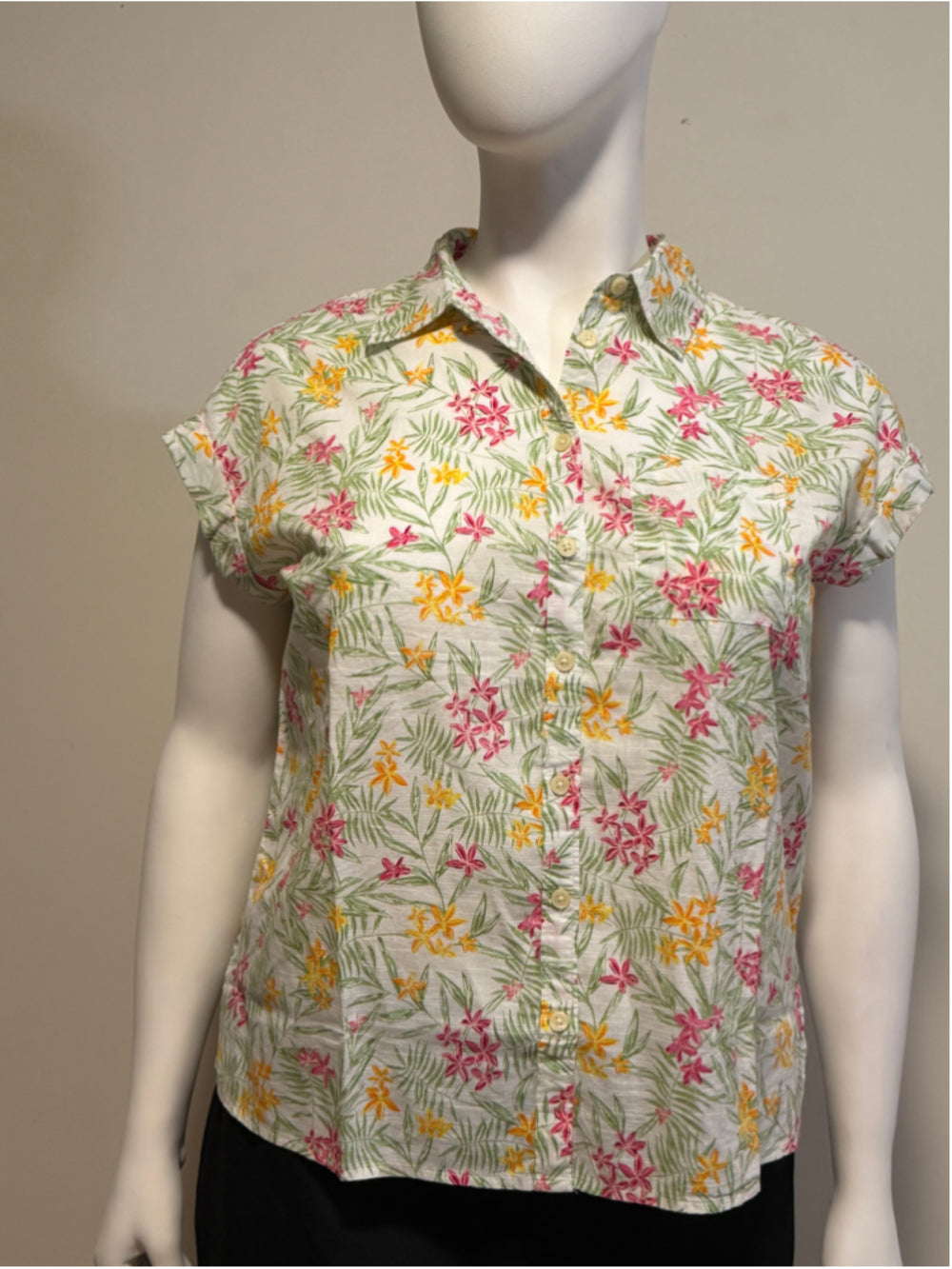 Style & Co. Plus Size 0X Floral Printed 100% Cotton Button-Down Shirt NWT