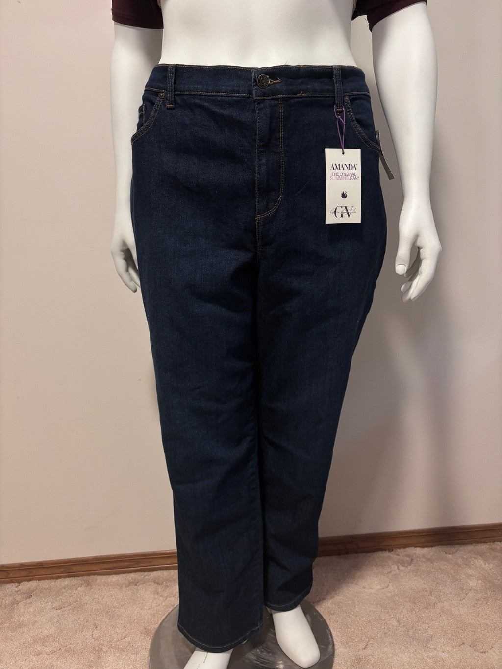 Gloria Vanderbilt Plus Size 22W Amanda Original Slimming Dark Jeans NWT