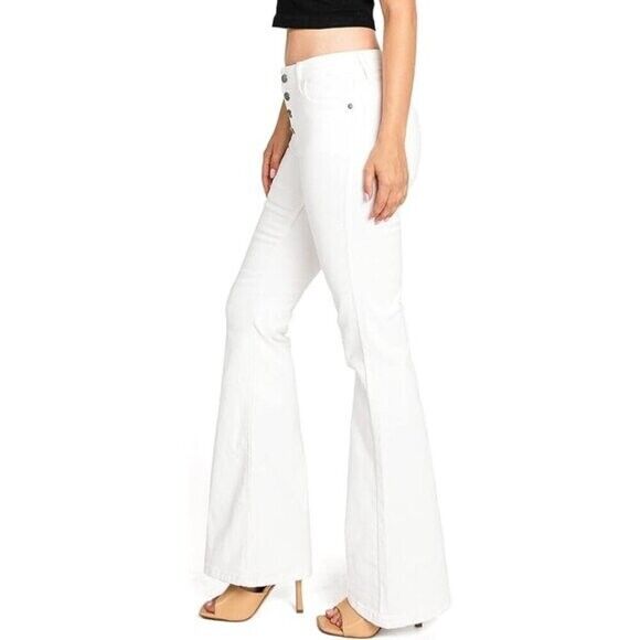 Tinsel Juniors Mid Rise White Denim Flare Jeans NWT