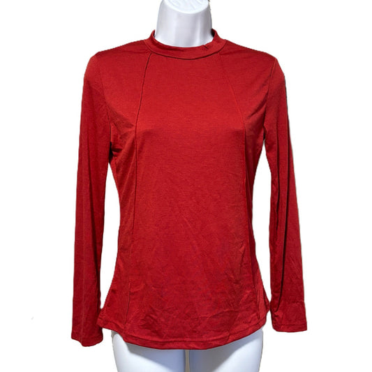 SHEIN Women's Size Red Mock Neck Stretchy & Soft Long Sleeve Top NWT