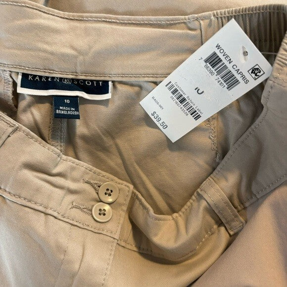 Karen Scott Women's Light Beige Comfort Waist Capri Pants NWT