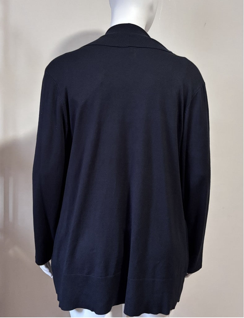 JM Collection Plus Size 3X Black Plus Size Open-Front Cardigan Sweater NWT