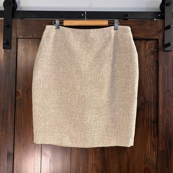 CALVIN KLEIN Women's 14 Biscotti Knee-Length Textured Pencil Skirt NWT